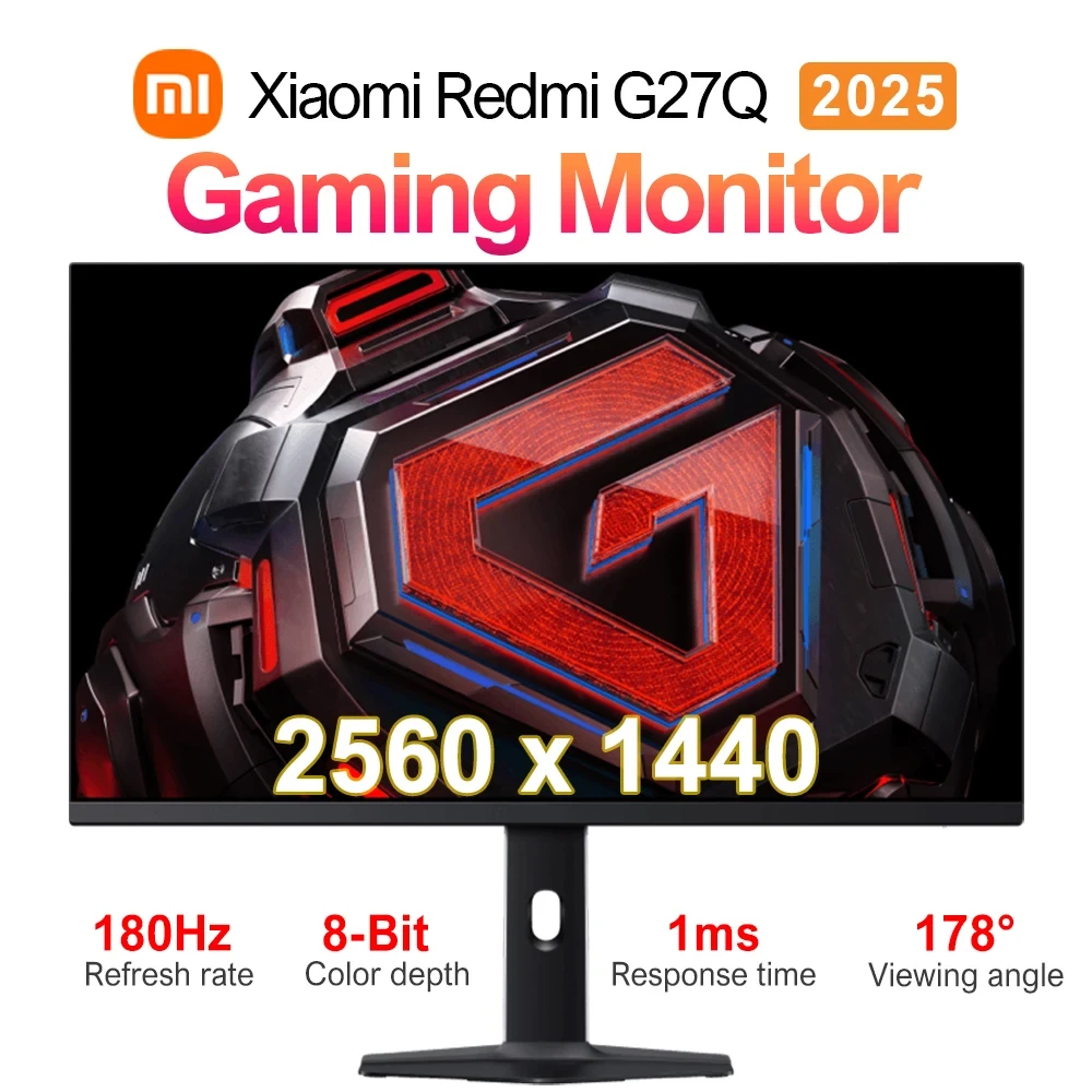 Xiaomi Redmi G27Q Monitor 2025 IPS 27 inch PC Gamer 8-bit 2560x1440 180Hz Refresh Rate 1ms Response time Adaptive Sync