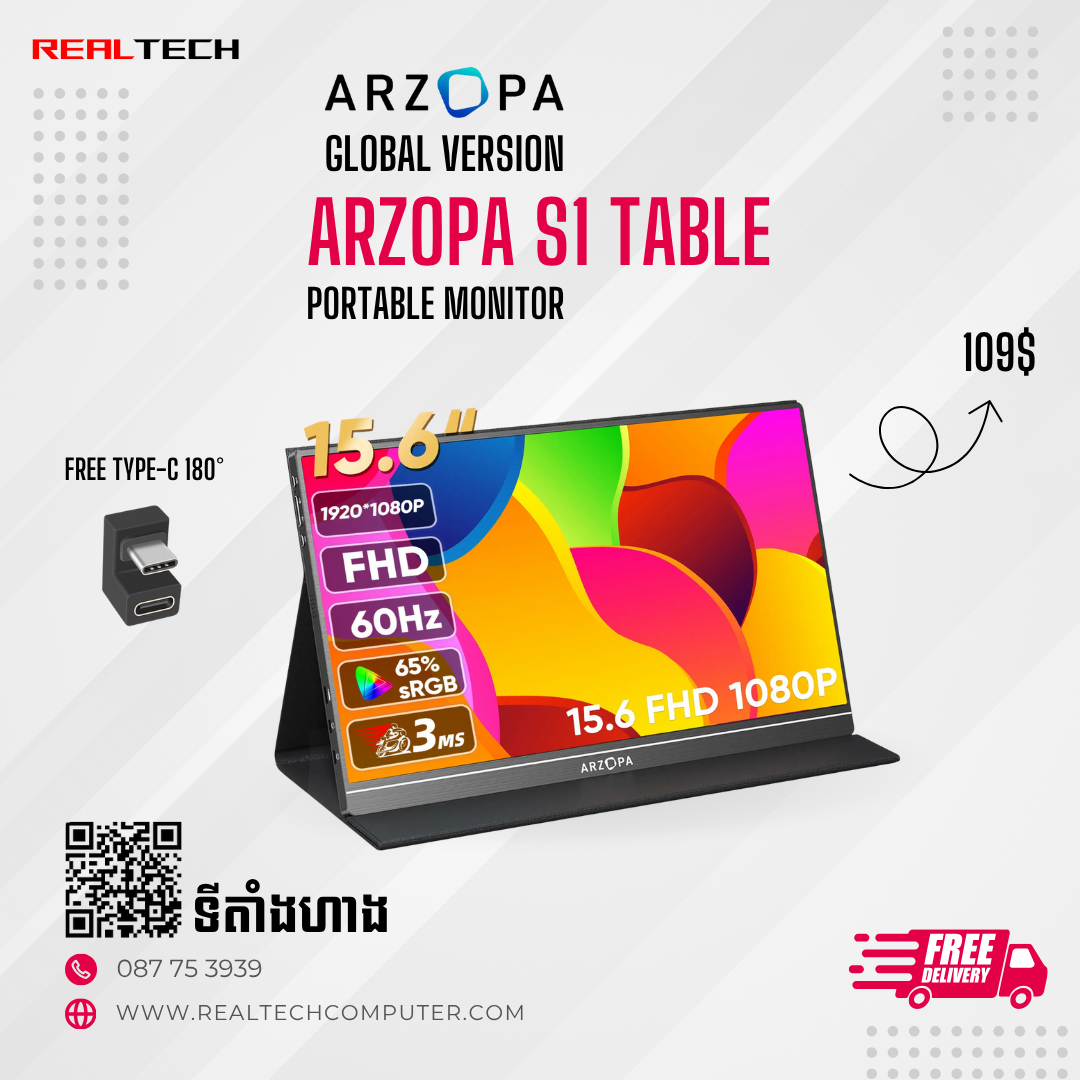 Arzopa S1 Table Portable Laptop Monitor | 15.6'' FHD 1080P